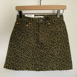 ZARA GREEN LEOPARD DENIM SKIRT